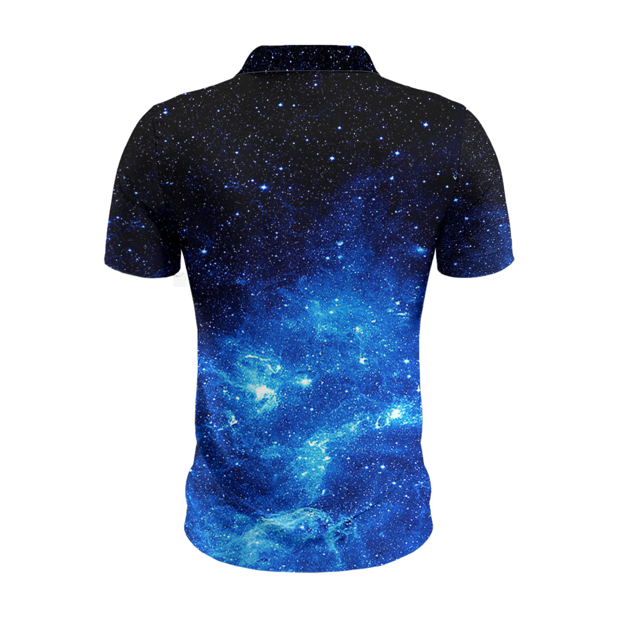 Blau-Rosa Kosmischer Wirbel Poloshirt – Bild 3