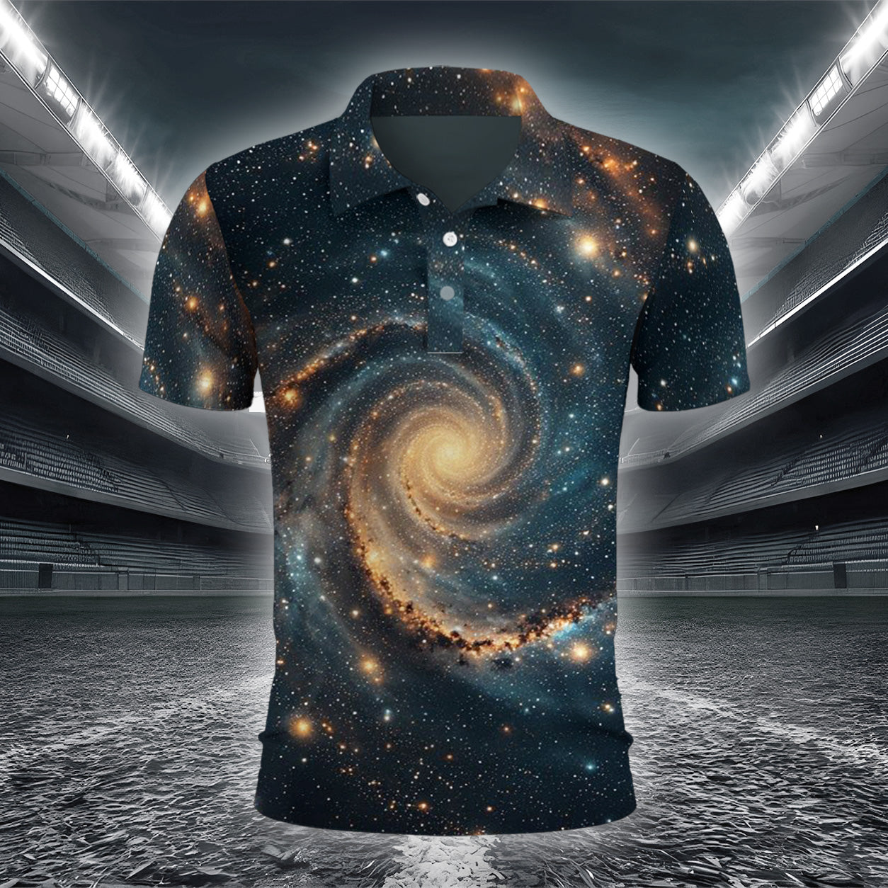 Farbverlauf-Galaxie-Nebel Poloshirt – Bild 2
