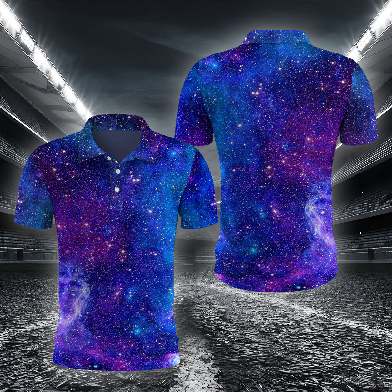 Dunkle Geometrische Sternenwelt Poloshirt