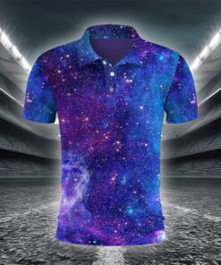 Alternative view of Dunkle Geometrische Sternenwelt Poloshirt