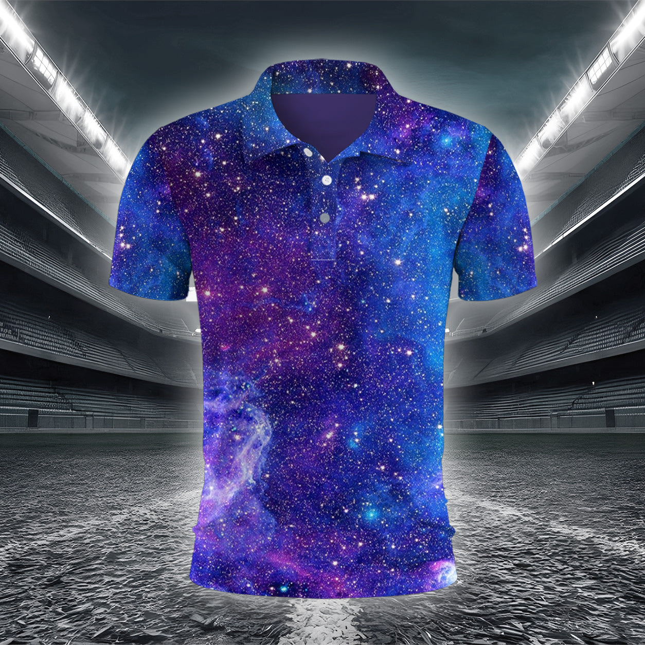 Dunkle Geometrische Sternenwelt Poloshirt – Bild 2
