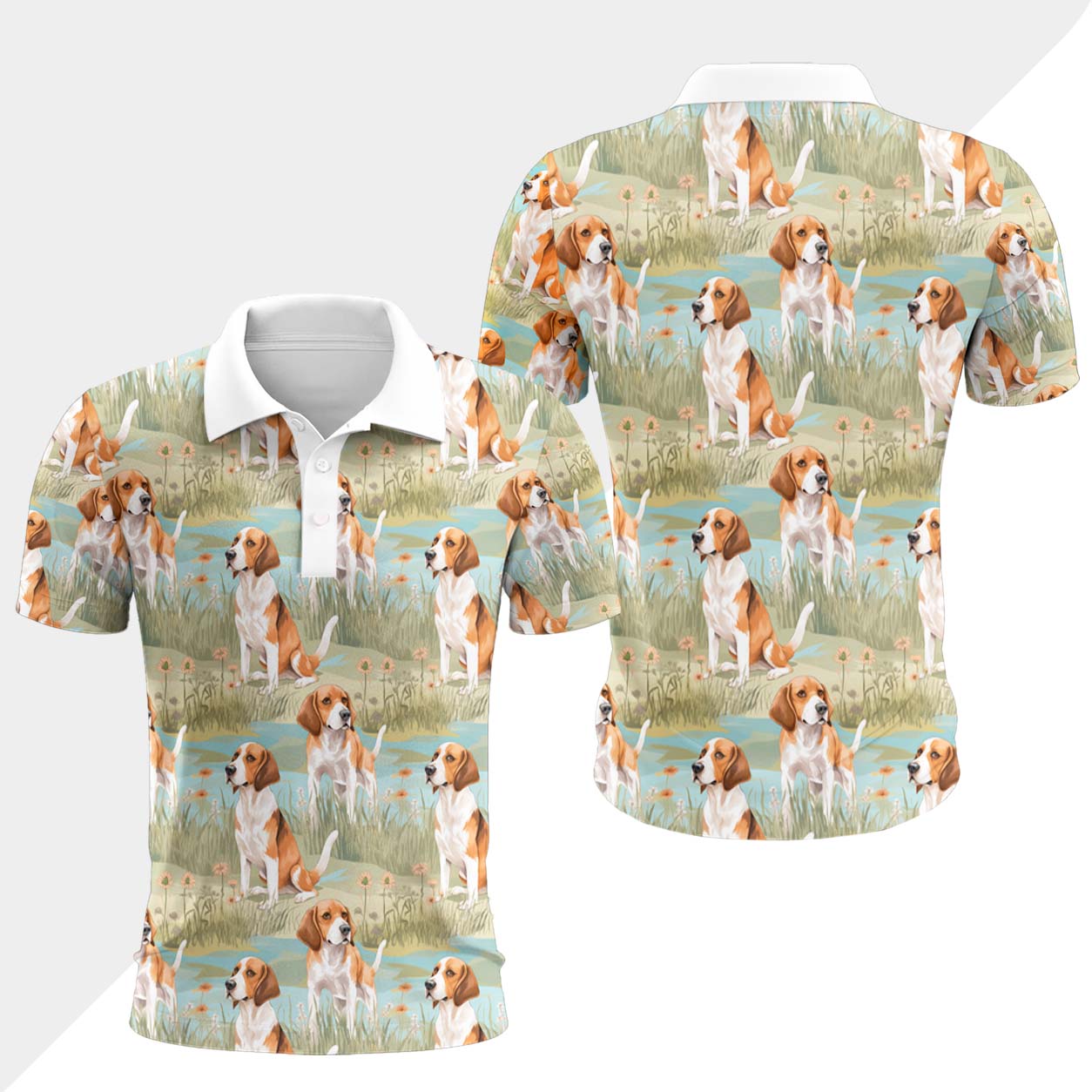 Beagle Hund Polohemd - Lustiges Tropen Kurzarm Shirt für Herren Damen – Bild 4