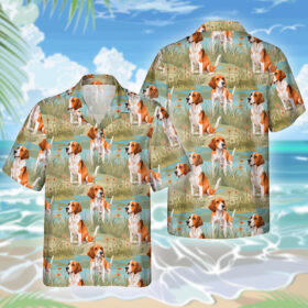 Beagle Dog Hawaiihemd – Lustiges Tropen Blumen Kurzarm Strandhemd für Herren Damen