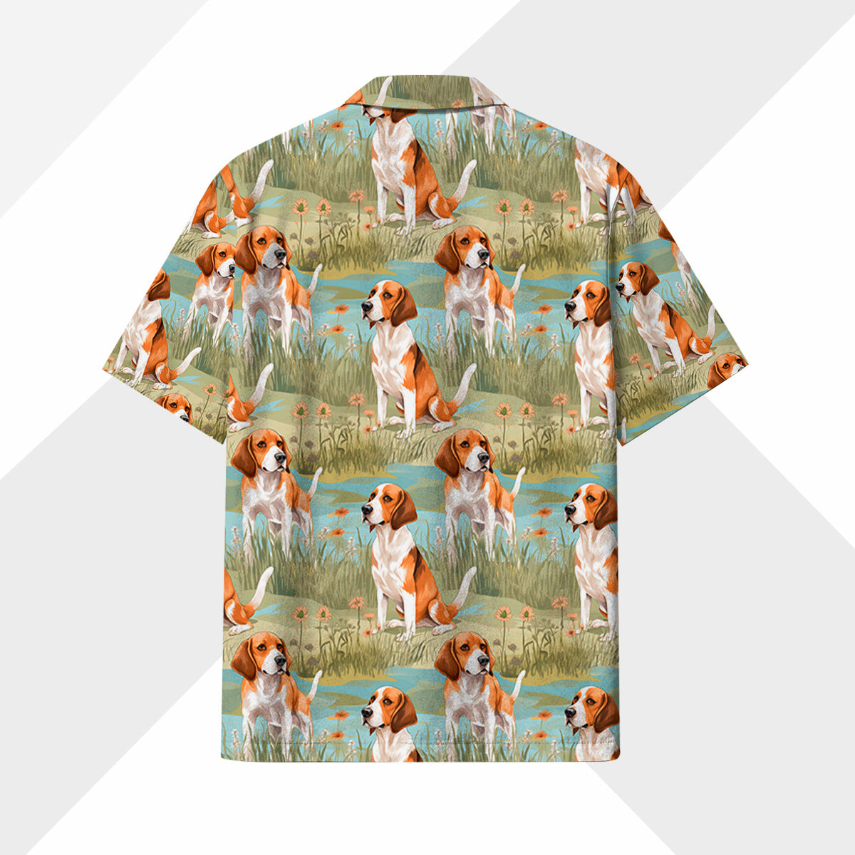 Beagle Dog Hawaiihemd - Lustiges Tropen Blumen Kurzarm Strandhemd für Herren Damen – Bild 4
