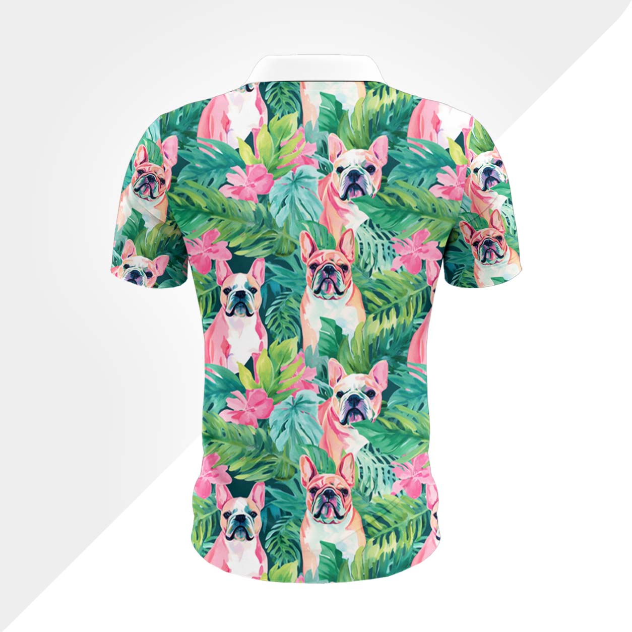 Bulldogge Hund Polohemd - Lustiges Tropen Kurzarm Shirt für Herren Damen – Bild 3