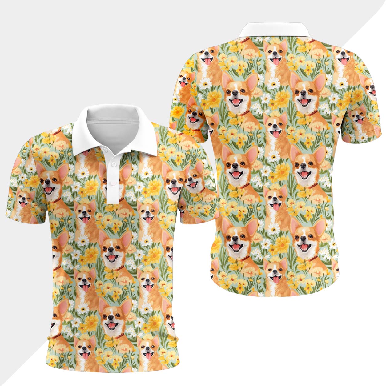 Chihuahua Hund Polohemd - Lustiges Tropen Kurzarm Shirt für Herren Damen – Bild 4