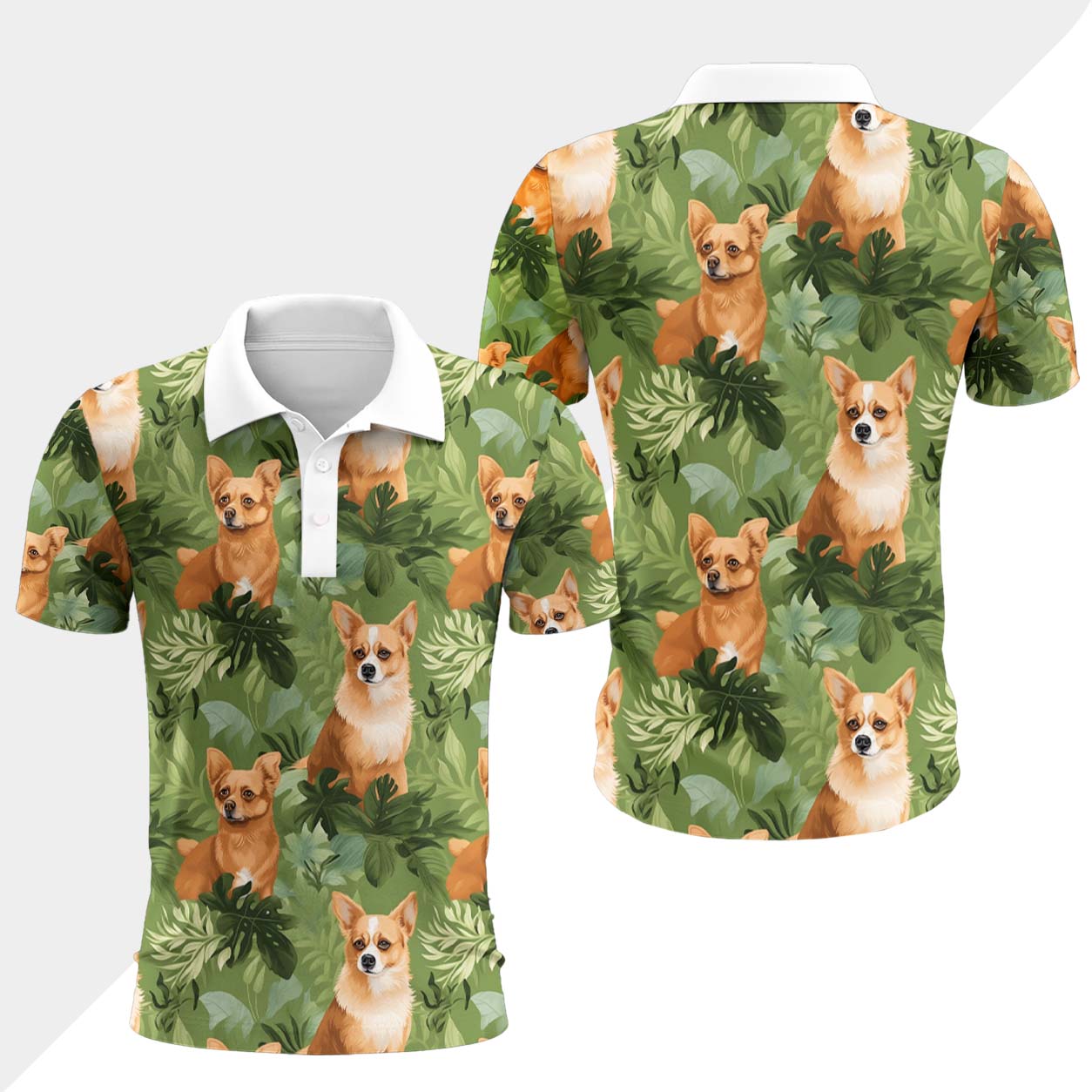 Corgi Hund Polohemd - Lustiges Tropen Kurzarm Shirt für Herren Damen – Bild 4