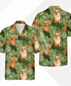 Alternative view of Corgi Dog Hawaiihemd - Lustiges Tropen Blumen Kurzarm Strandhemd für Herren Damen