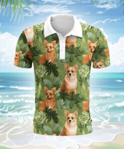 Alternative view of Corgi Hund Polohemd - Lustiges Tropen Kurzarm Shirt für Herren Damen