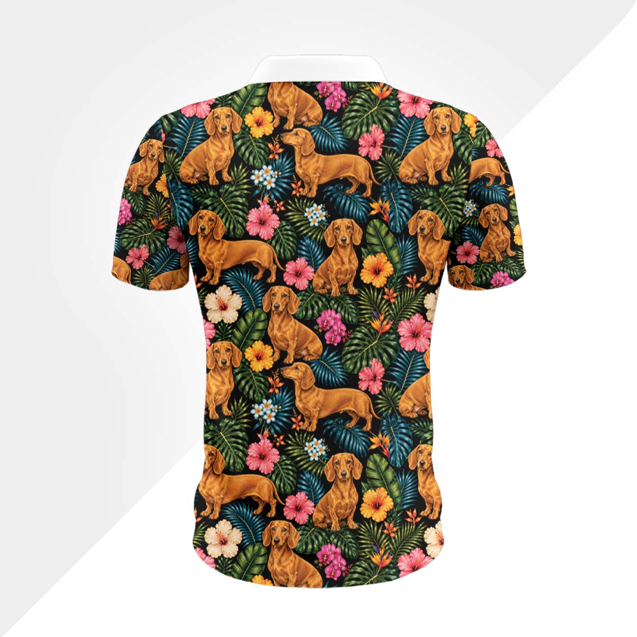 Dackel Hund Polohemd - Lustiges Tropen Kurzarm Shirt für Herren Damen – Bild 3