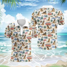 Deutscher Schäferhund Polohemd – Lustiges Tropen Kurzarm Shirt für Herren Damen