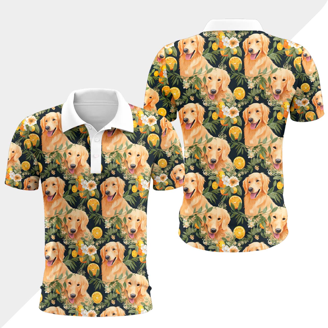Golden Retriever Hund Polohemd - Lustiges Tropen Kurzarm Shirt für Herren Damen – Bild 4