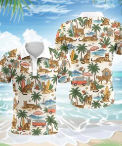Bengal Katze Polohemd - Lustiges Tropen Kurzarm Shirt für Herren Damen