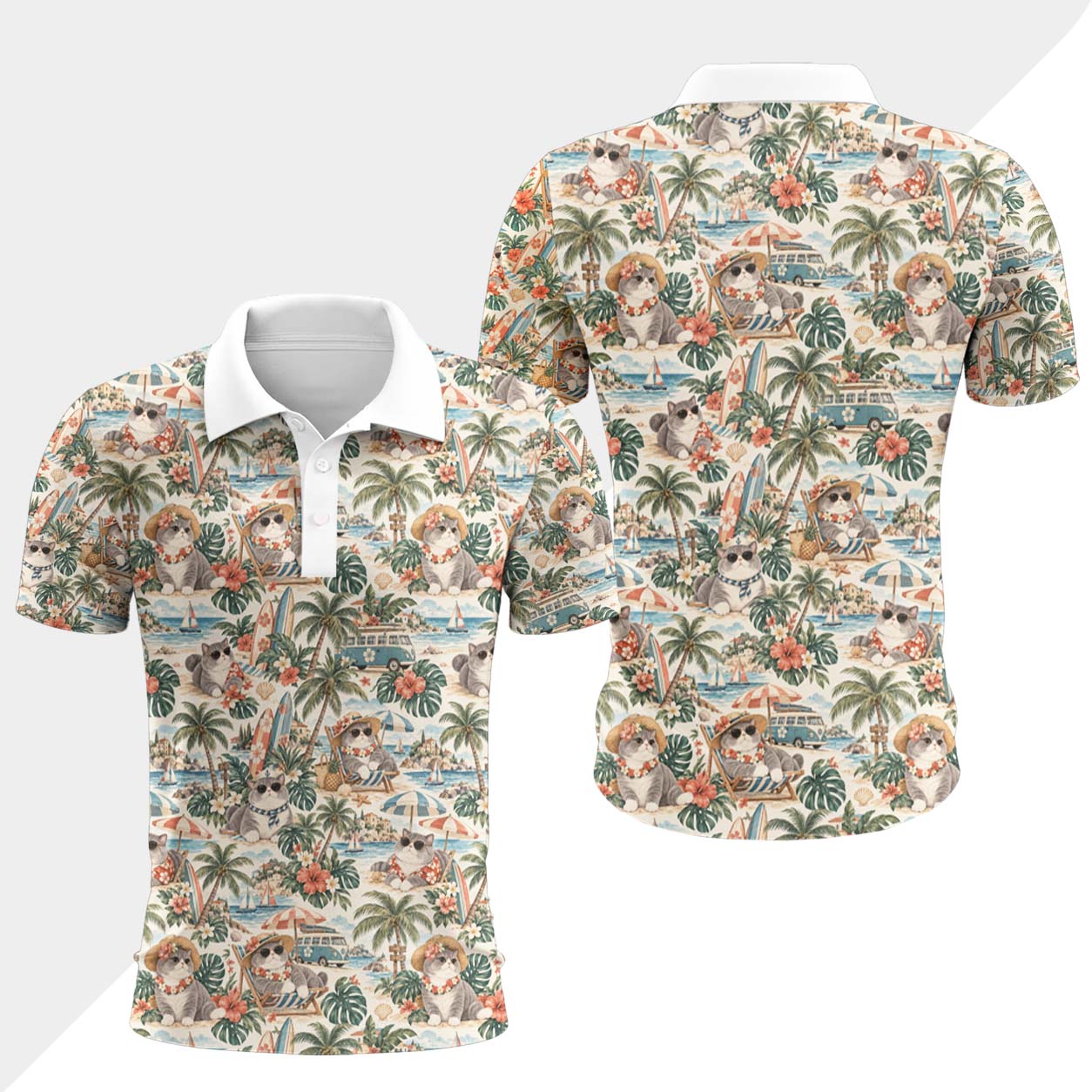 Britisch Kurzhaar Katze Polohemd - Lustiges Tropen Kurzarm Shirt für Herren Damen – Bild 4