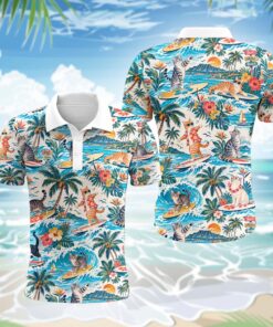 Europäisch Kurzhaar Katze Polohemd - Lustiges Tropen Kurzarm Shirt für Herren Damen