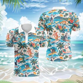 Europäisch Kurzhaar Katze Polohemd – Lustiges Tropen Kurzarm Shirt für Herren Damen