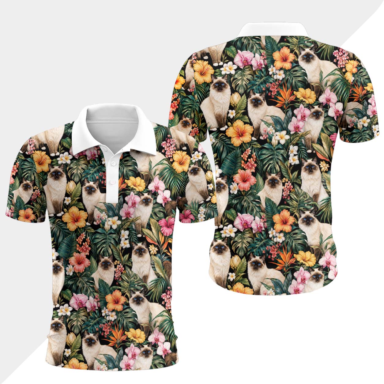 Heilige Birma Katze Polohemd - Lustiges Tropen Kurzarm Shirt für Herren Damen – Bild 4