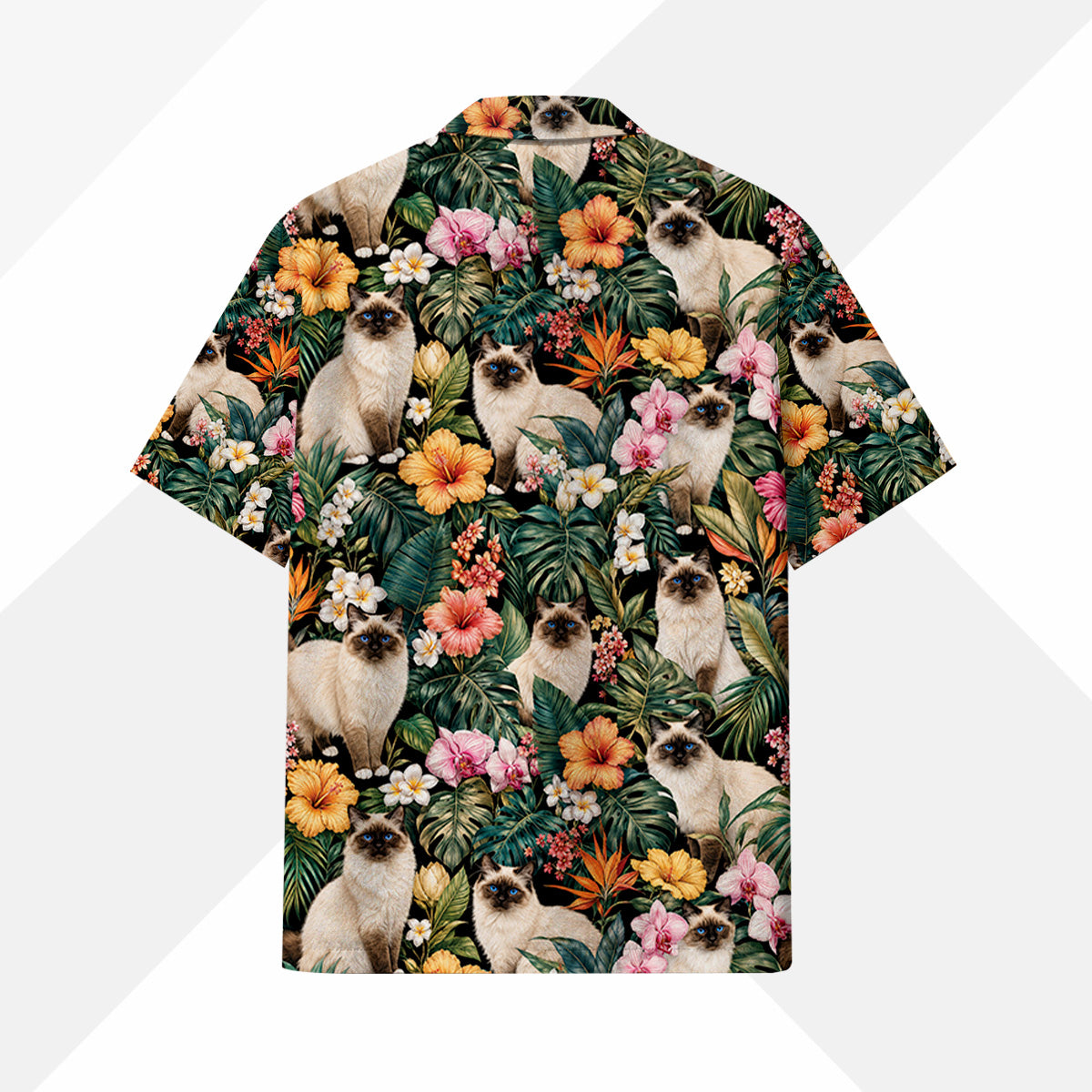 Heilige Birma Katze Hawaiihemd - Lustiges Tropen Blumen Kurzarm Strandhemd für Herren Damen – Bild 4