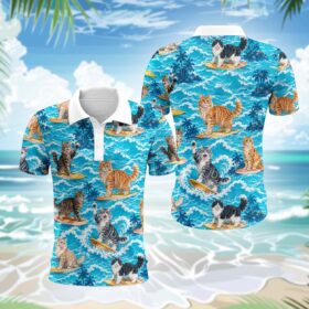 Maine Coon Katze Polohemd – Lustiges Tropen Kurzarm Shirt für Herren Damen