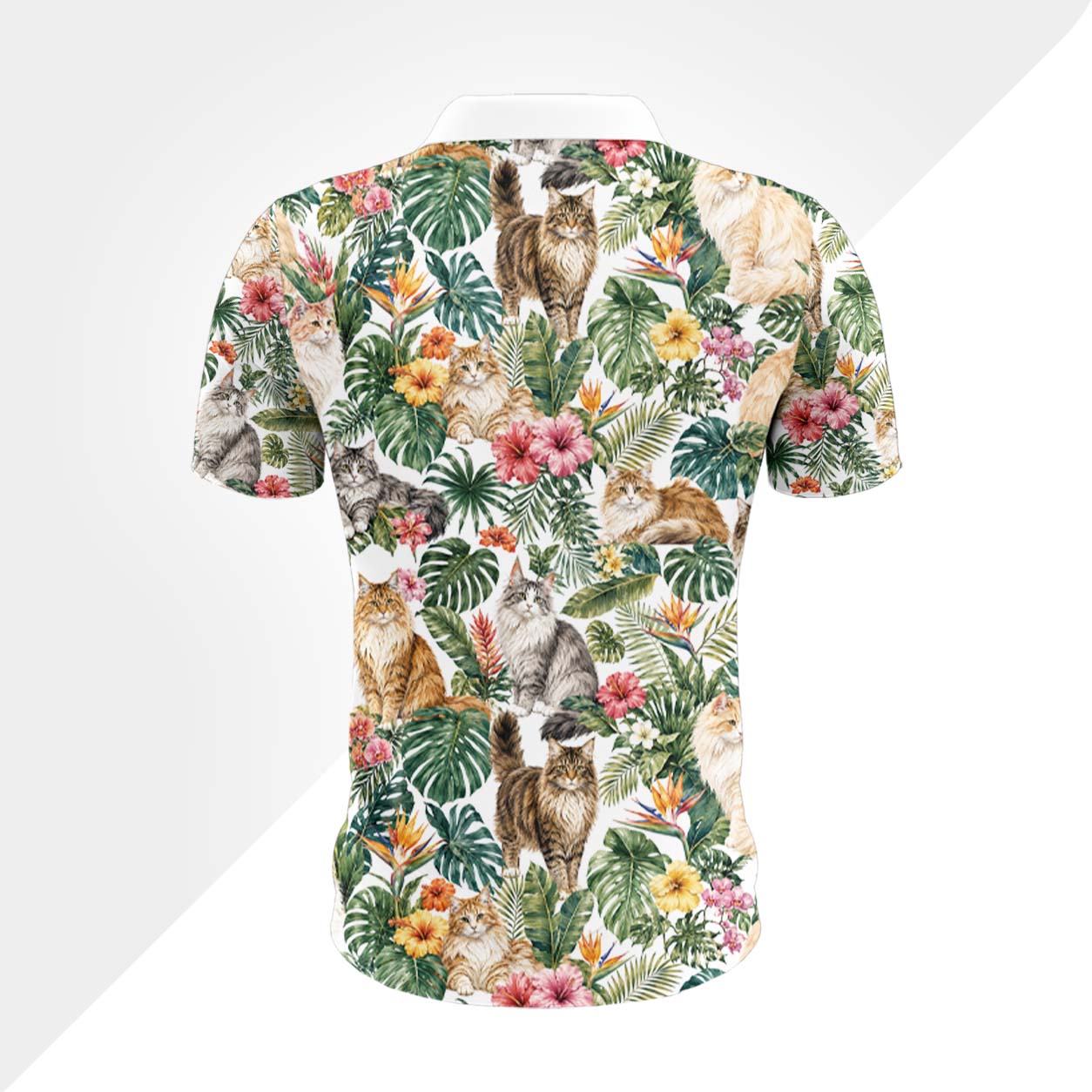 Norwegische Waldkatze Polohemd - Lustiges Tropen Kurzarm Shirt für Herren Damen – Bild 3