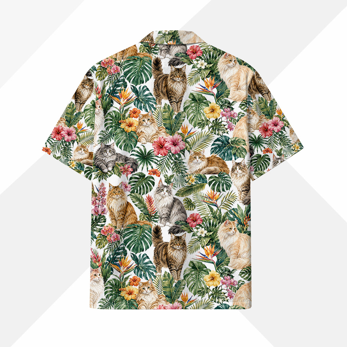 Norwegische Waldkatze Hawaiihemd - Lustiges Tropen Blumen Kurzarm Strandhemd für Herren Damen – Bild 4