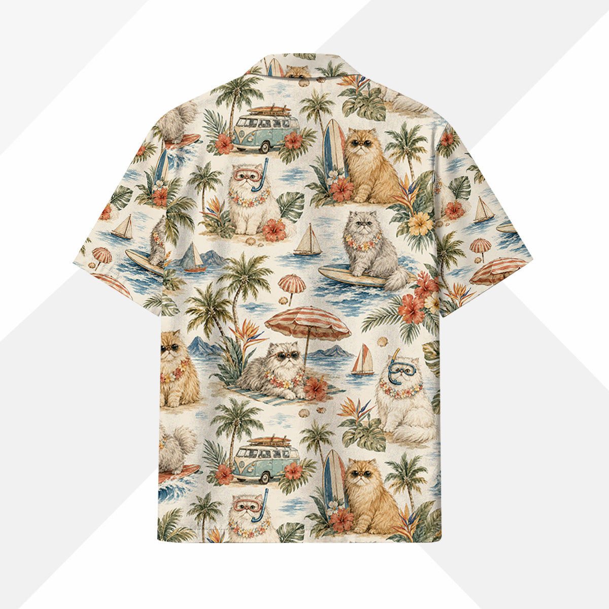 Perserkatze Hawaiihemd - Lustiges Tropen Blumen Kurzarm Strandhemd für Herren Damen – Bild 4