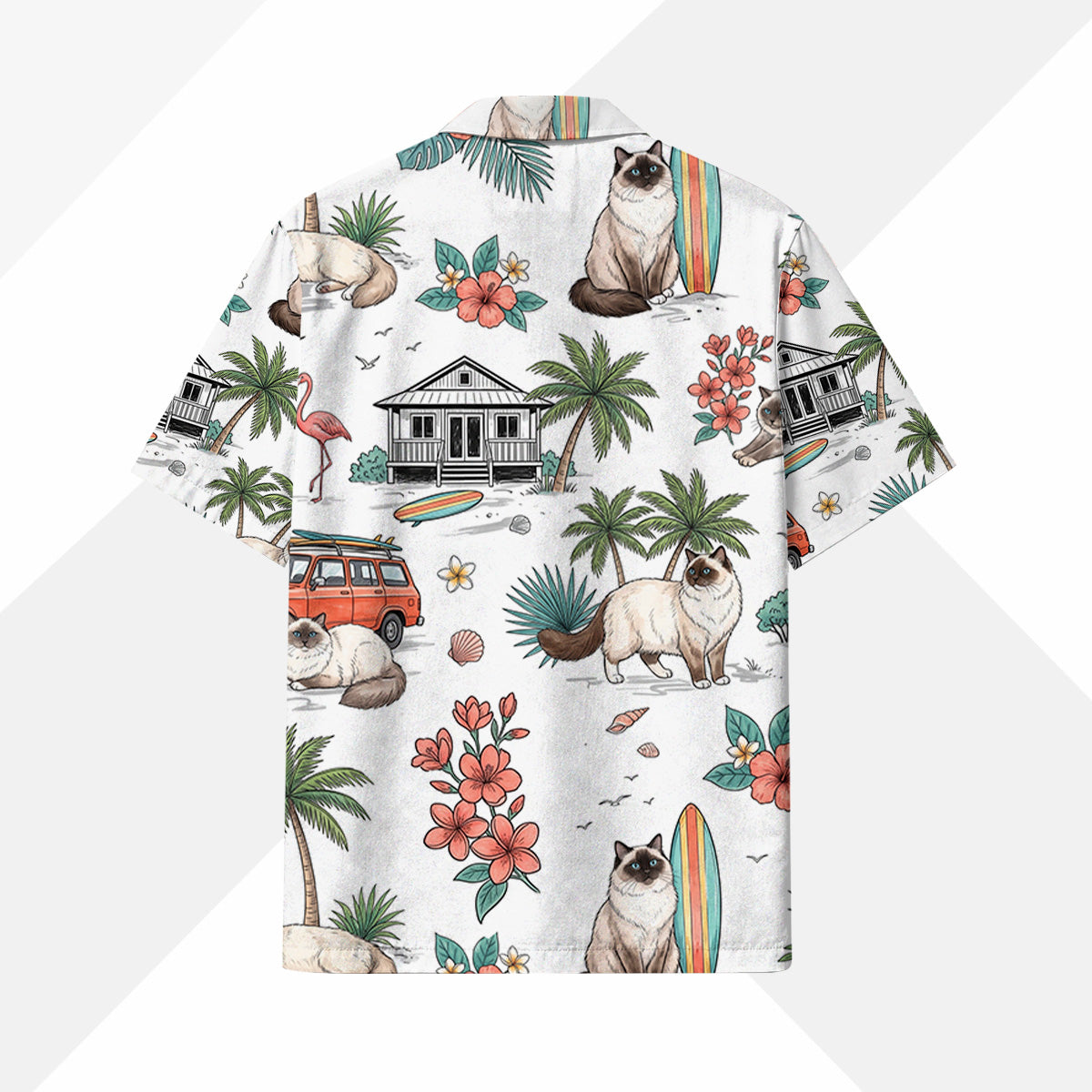Ragdoll Katze Hawaiihemd - Lustiges Tropen Blumen Kurzarm Strandhemd für Herren Damen – Bild 4