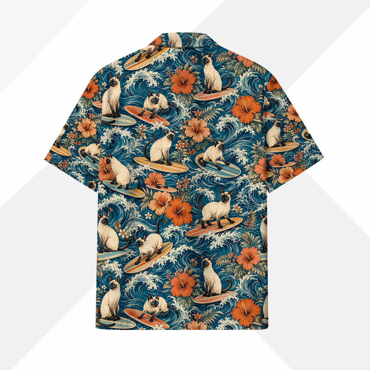 Siamkatze Hawaiihemd - Lustiges Tropen Blumen Kurzarm Strandhemd für Herren Damen – Bild 4