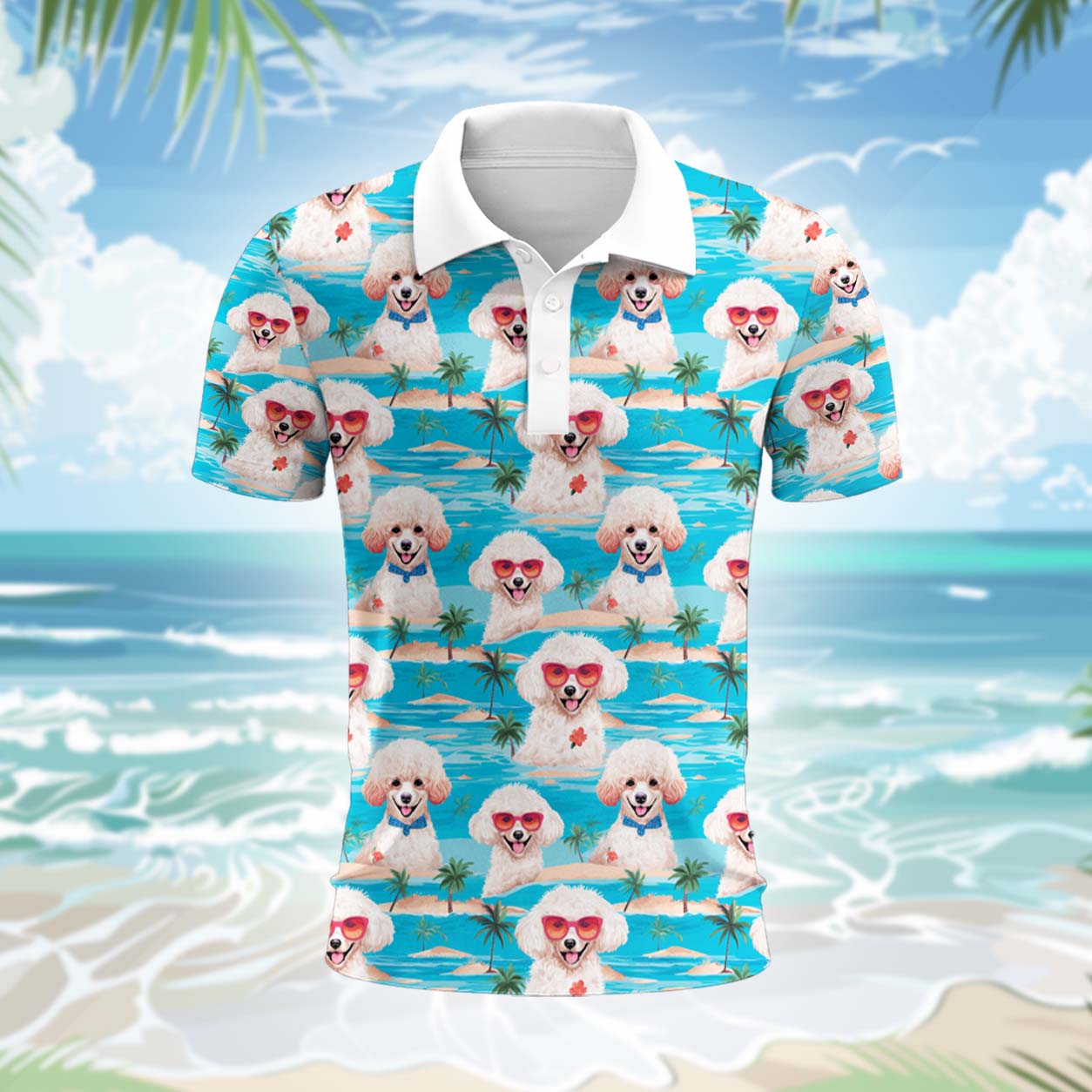 Pudel Hund Polohemd - Lustiges Tropen Kurzarm Shirt für Herren Damen – Bild 2