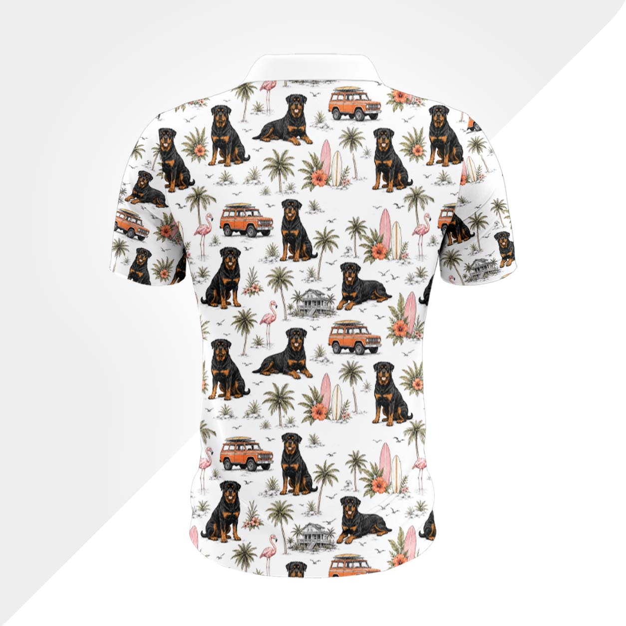 Rottweiler Hund Polohemd - Lustiges Tropen Kurzarm Shirt für Herren Damen – Bild 3