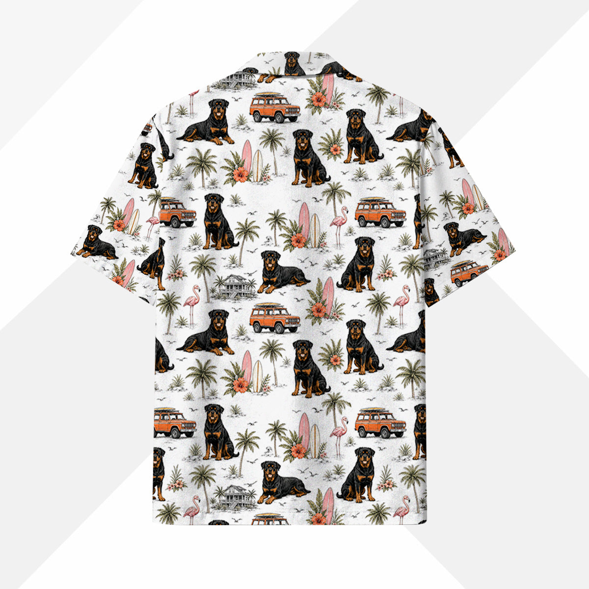 Rottweiler Dog Hawaiihemd - Lustiges Tropen Blumen Kurzarm Strandhemd für Herren Damen – Bild 4