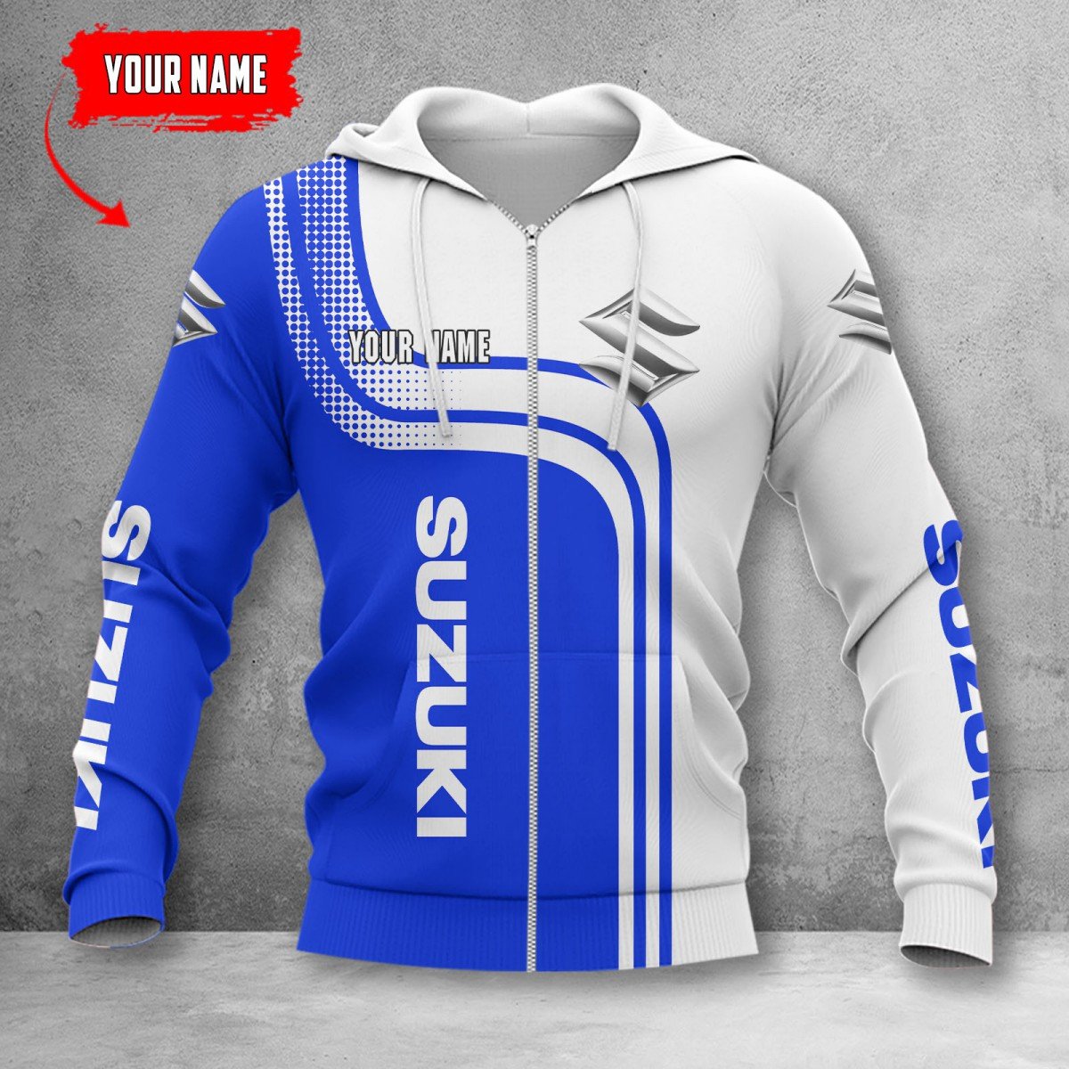 Suzuki Blue Zip Hoodie