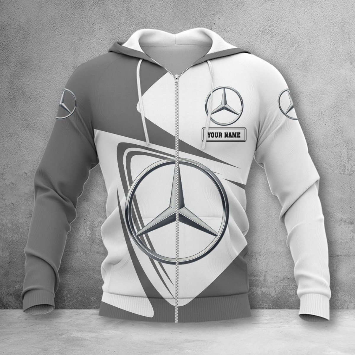 Mercedes-Benz White Zip Hoodie
