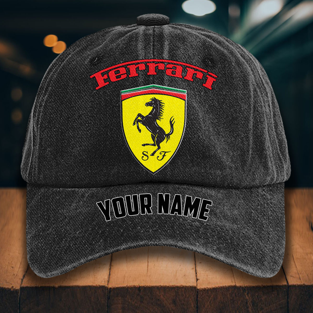 Ferrari Gewaschene Denim-Kappe