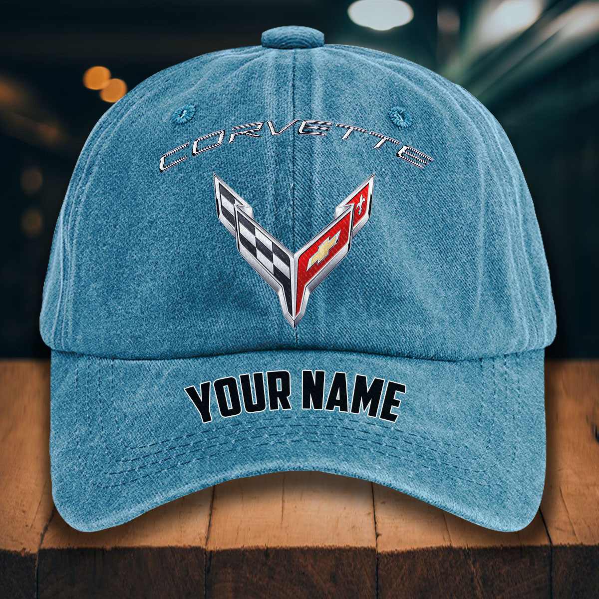 Corvette C8 Gewaschene Denim-Kappe – Bild 2