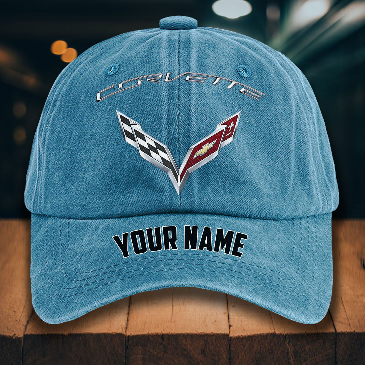 Corvette C7 Gewaschene Denim-Kappe – Bild 2