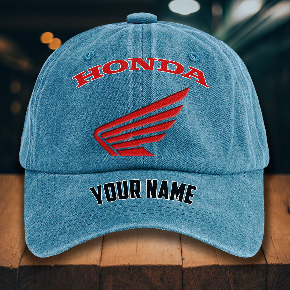 Honda Motorcycle Gewaschene Denim-Kappe – Bild 2