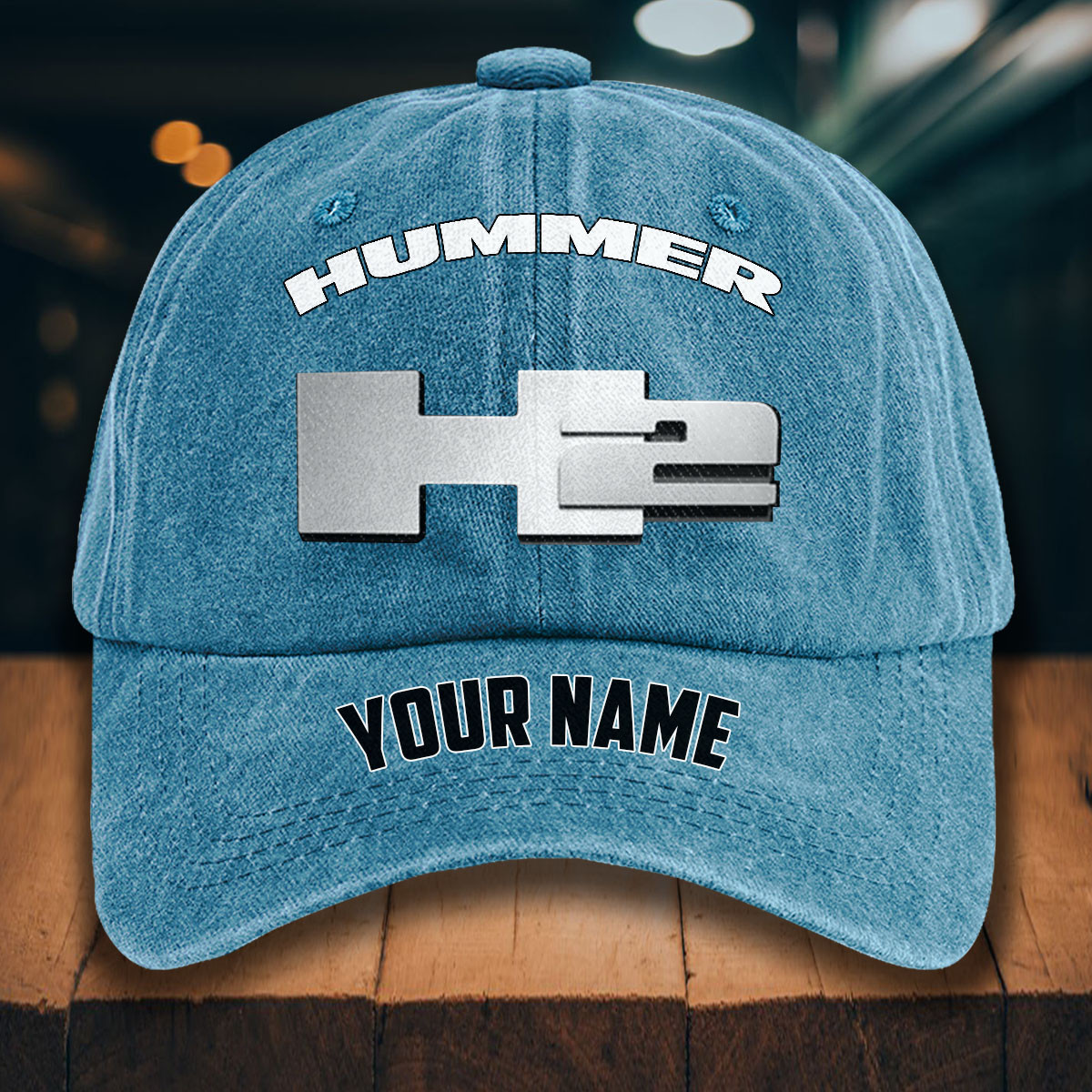 H2 Hummer Gewaschene Denim-Kappe – Bild 2